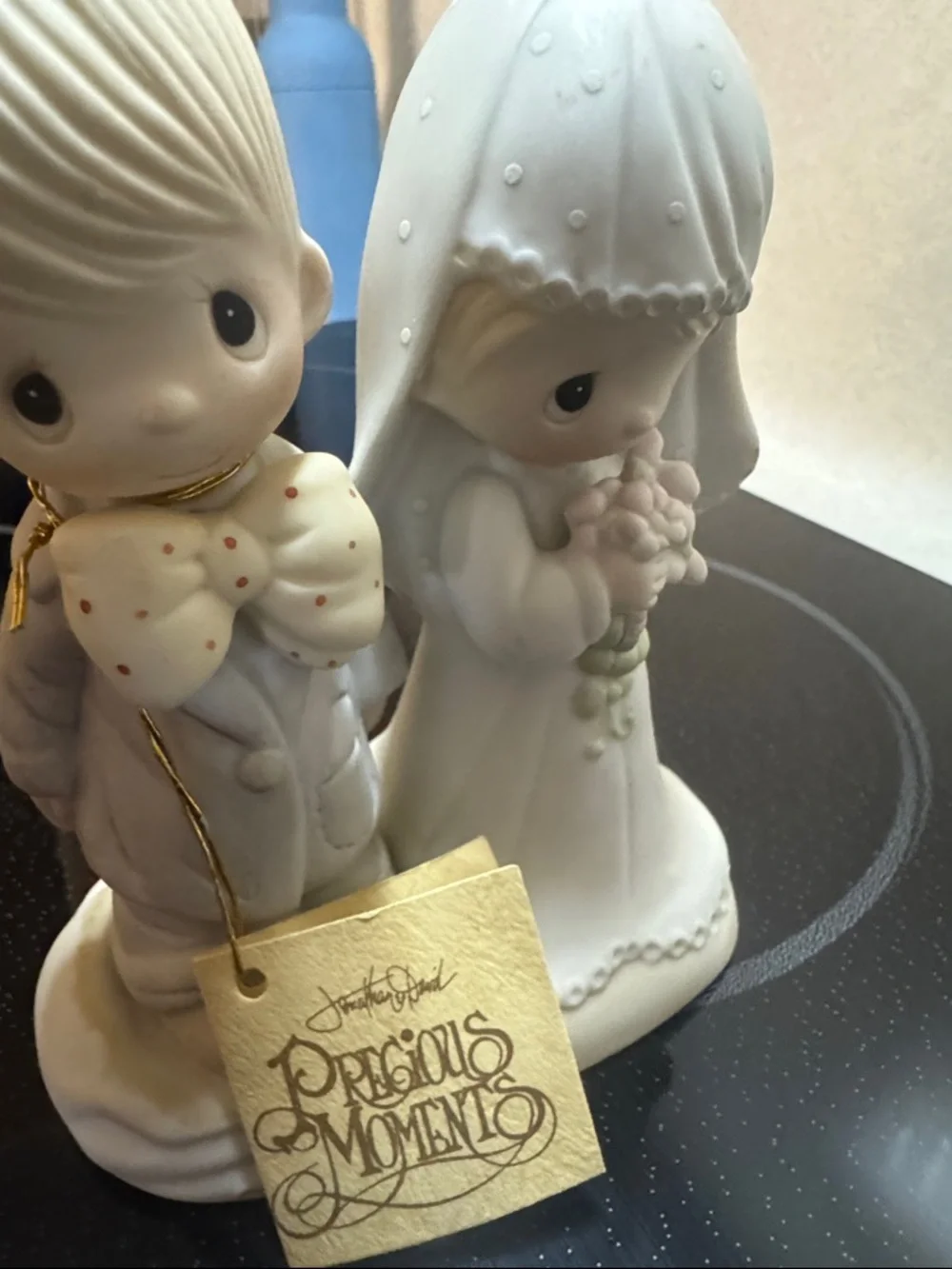 Precious Moments Bridal Couple Figurine in White and Pink